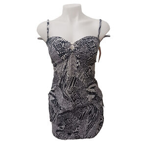 Captiva Black & White Printed Skirt Swimsuit – Size 8 / M – New